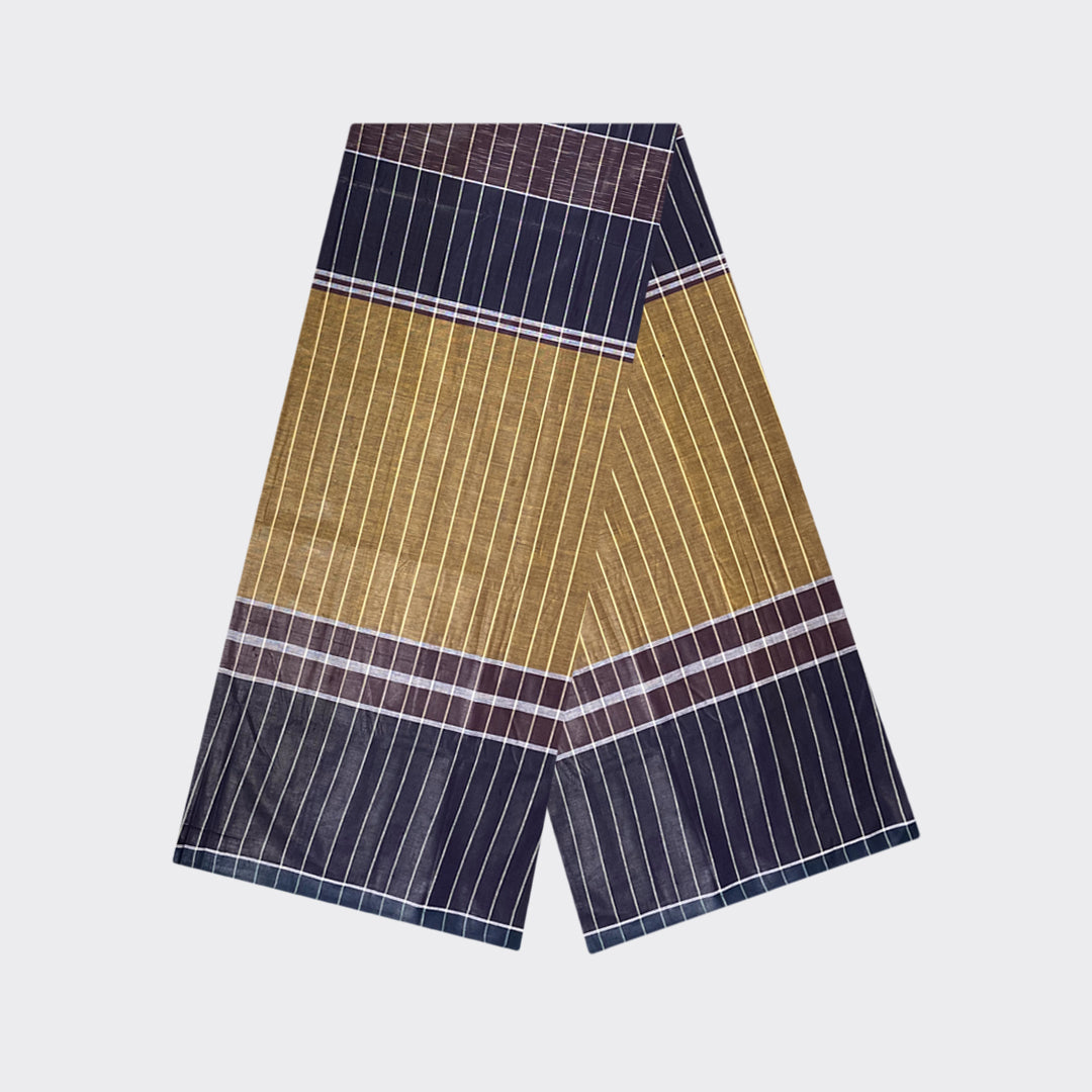 Dirt Brown Striped Cotton Lungi | Trendz City