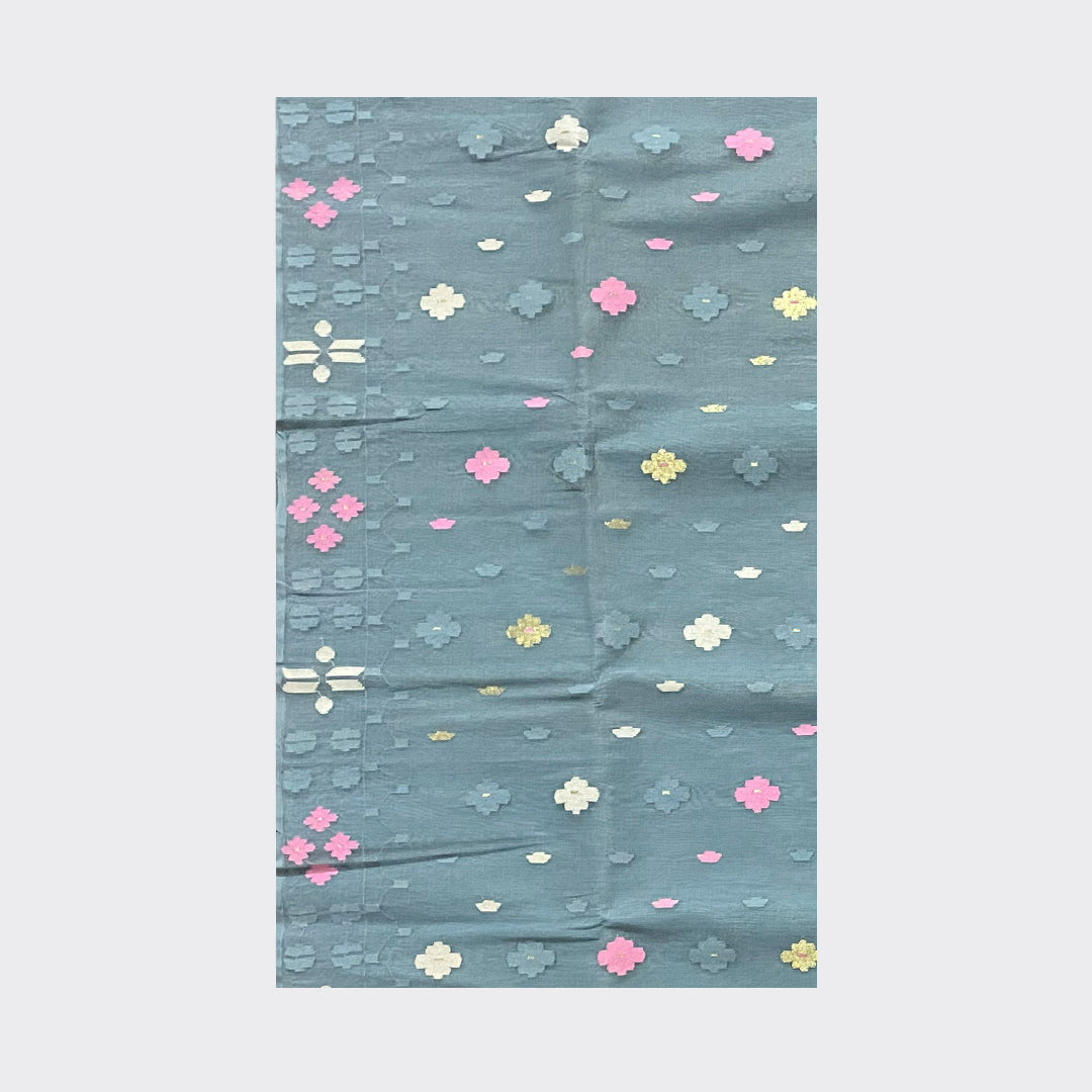 Grey Blue Jamdani Saree | Trendz City