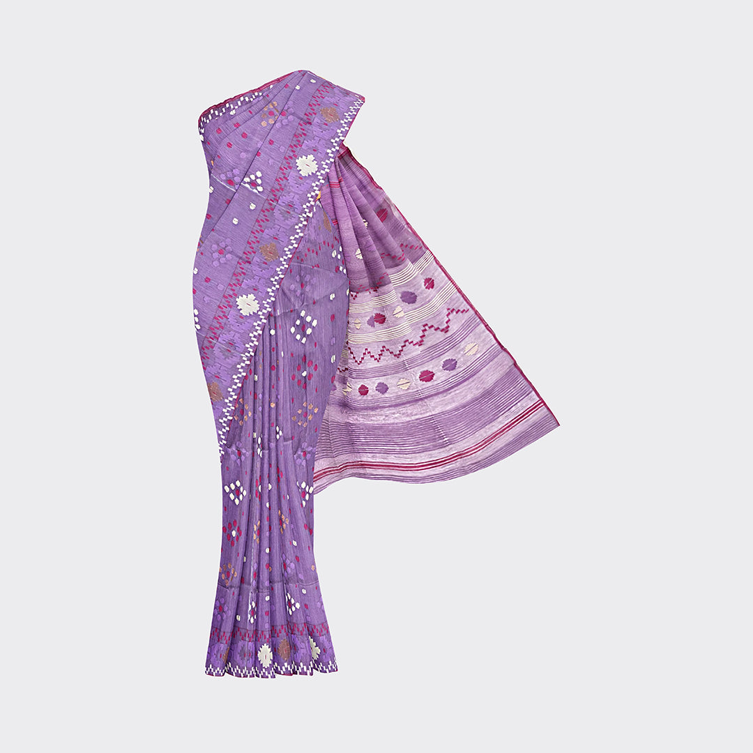 Lavender Jamdani Saree