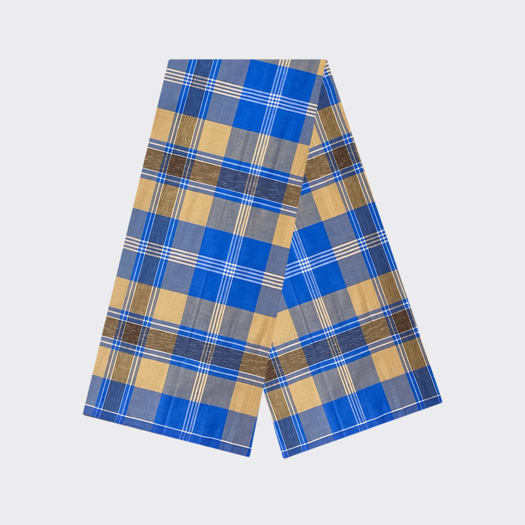 Medium Teal Blue Check Cotton Lungi | Trendz City
