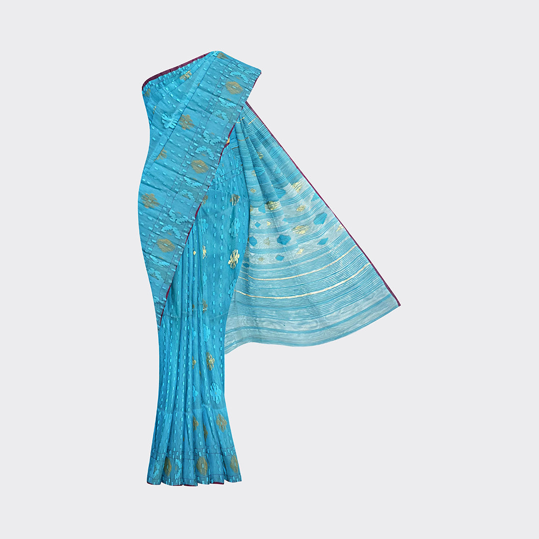 Picton Blue Jamdani Saree | Trendz City
