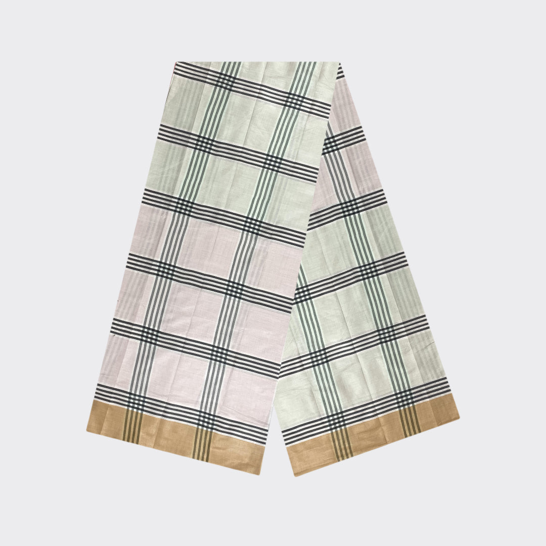 Pinkish Green Cotton Lungi | Trendz City