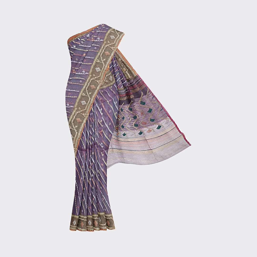 Purplish Grey Jamdani Saree | Trendz City