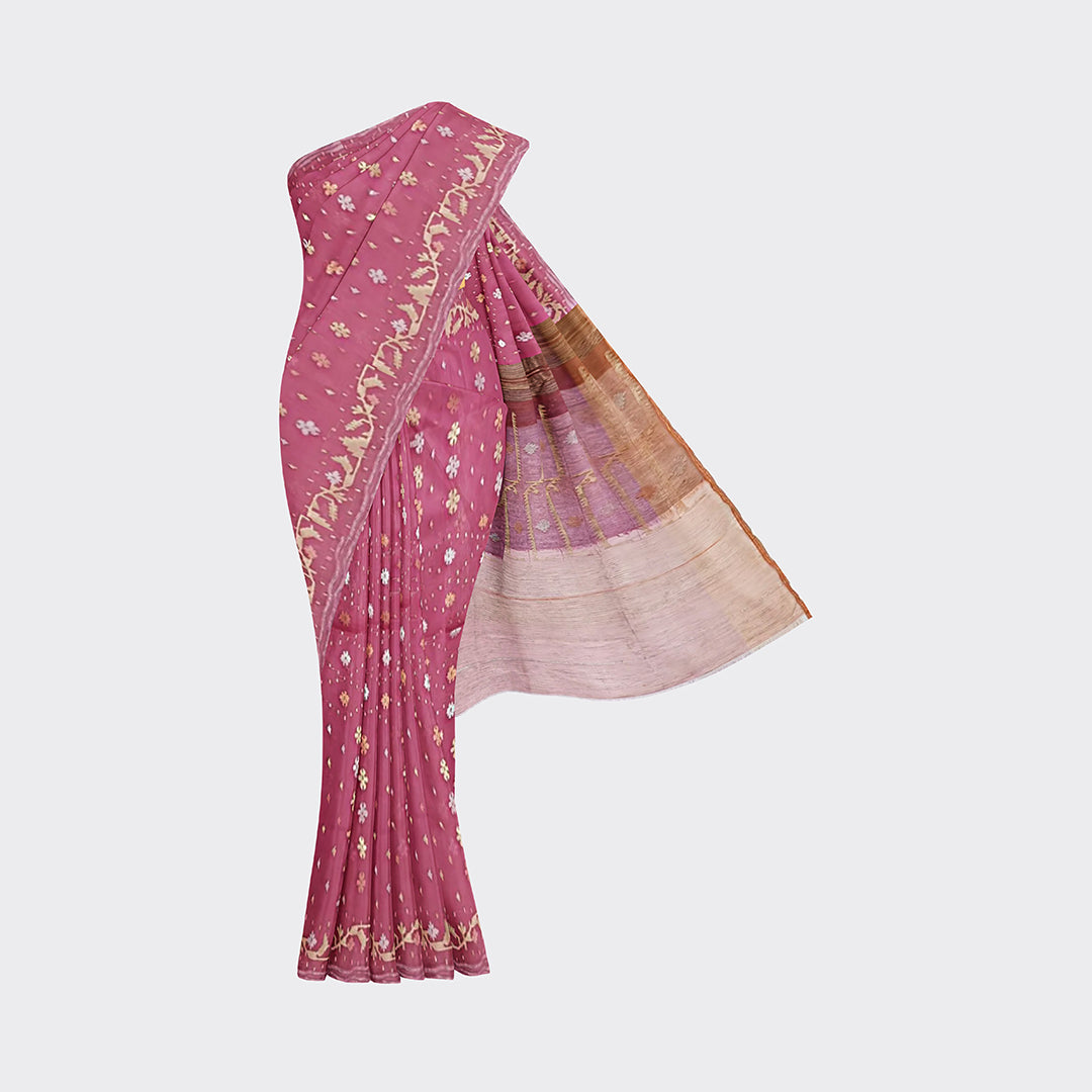 Tulip Pink Jamdani Saree | Trendz City