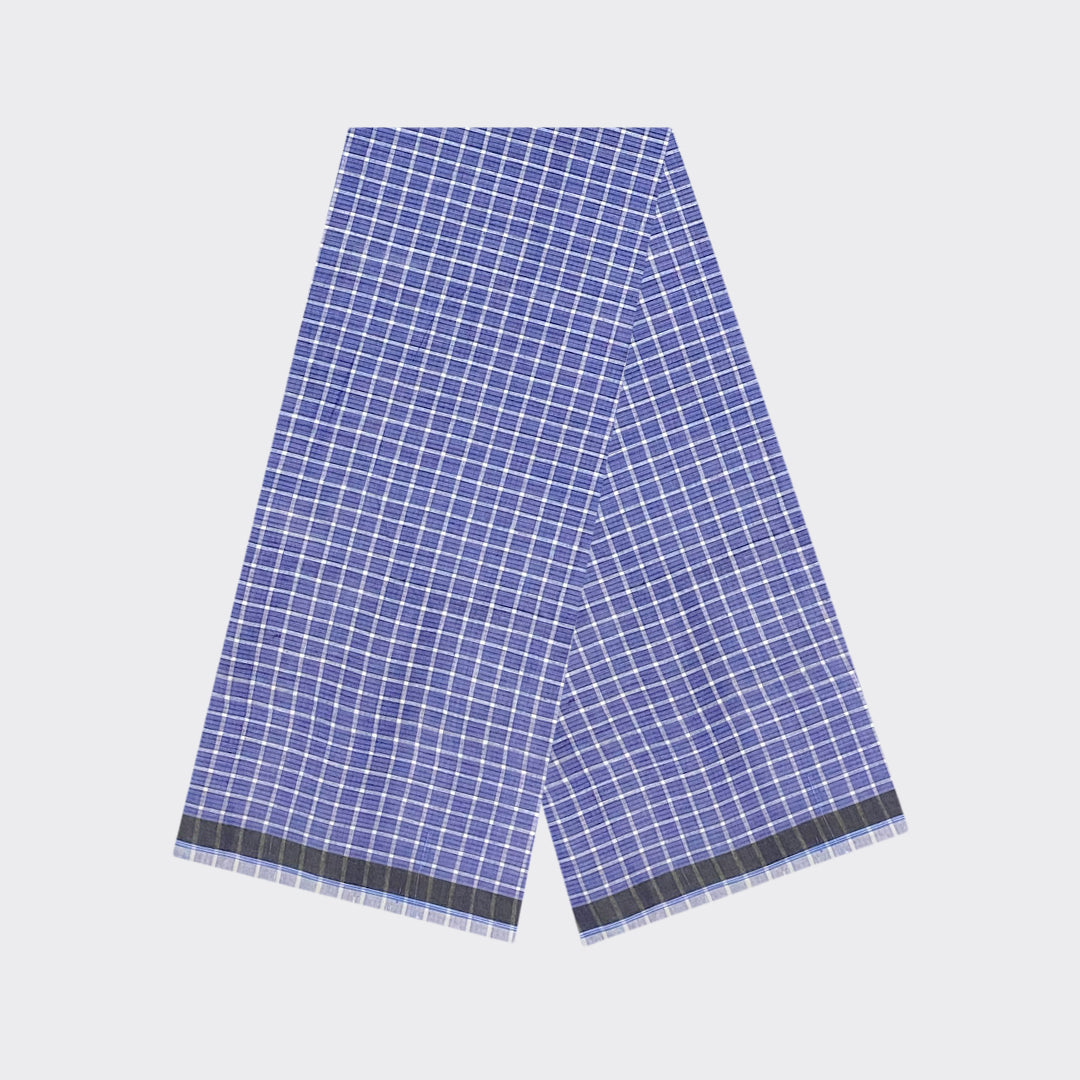 Blue Small Check Cotton Lungi | Trendz City