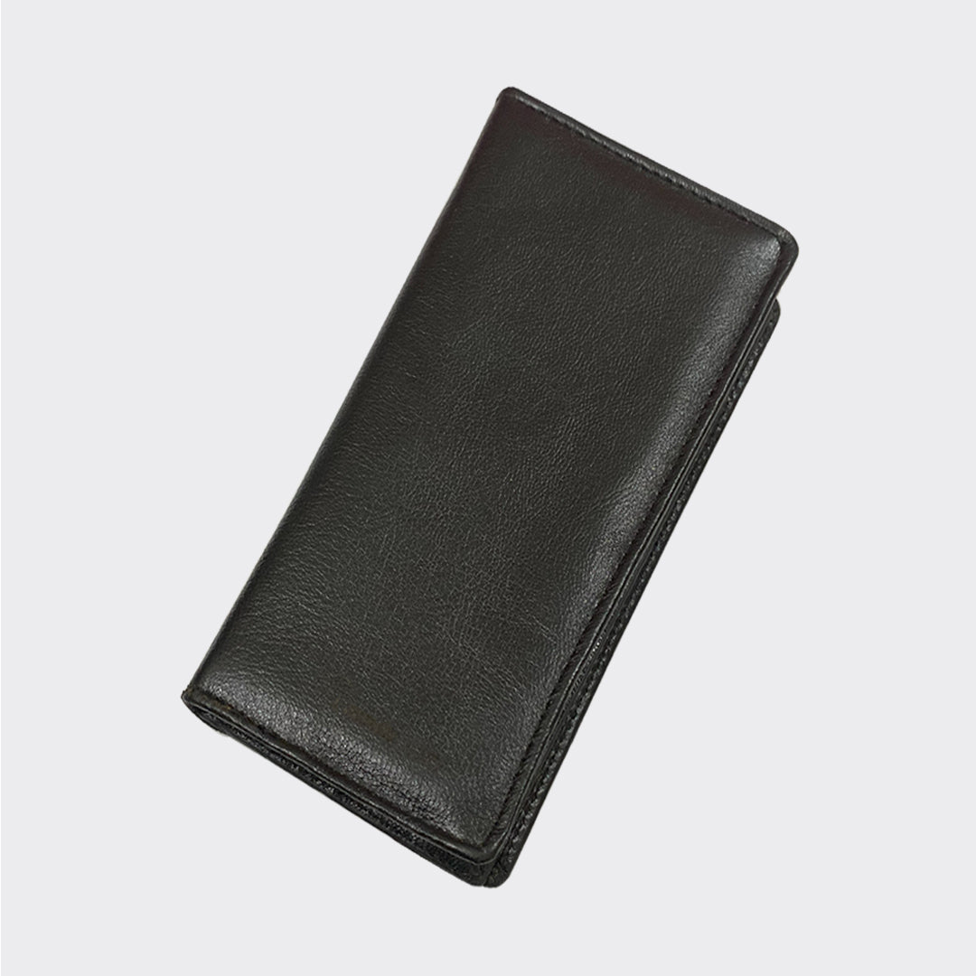 Genuine Leather Long Wallet Black