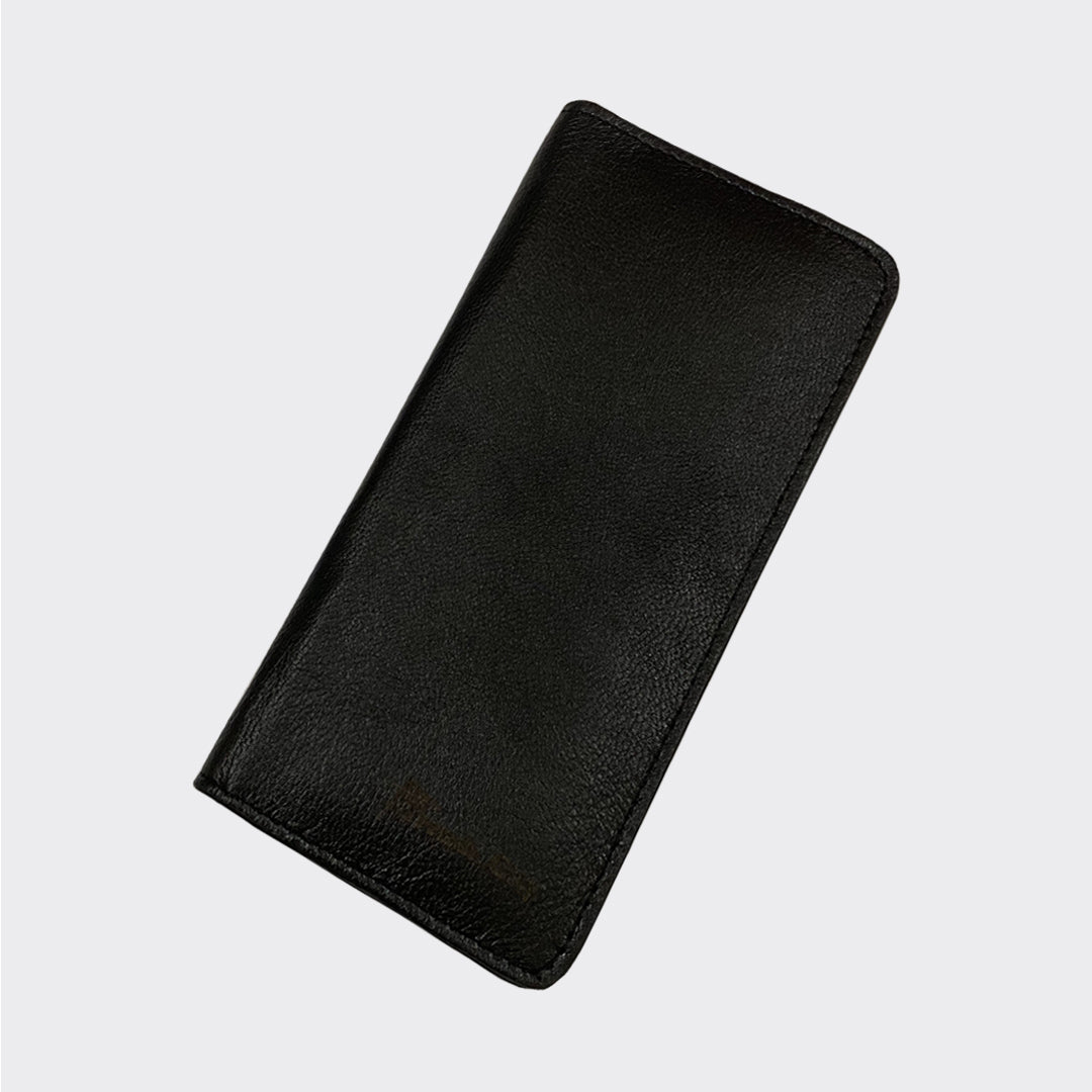 Genuine Leather Long Wallet Black