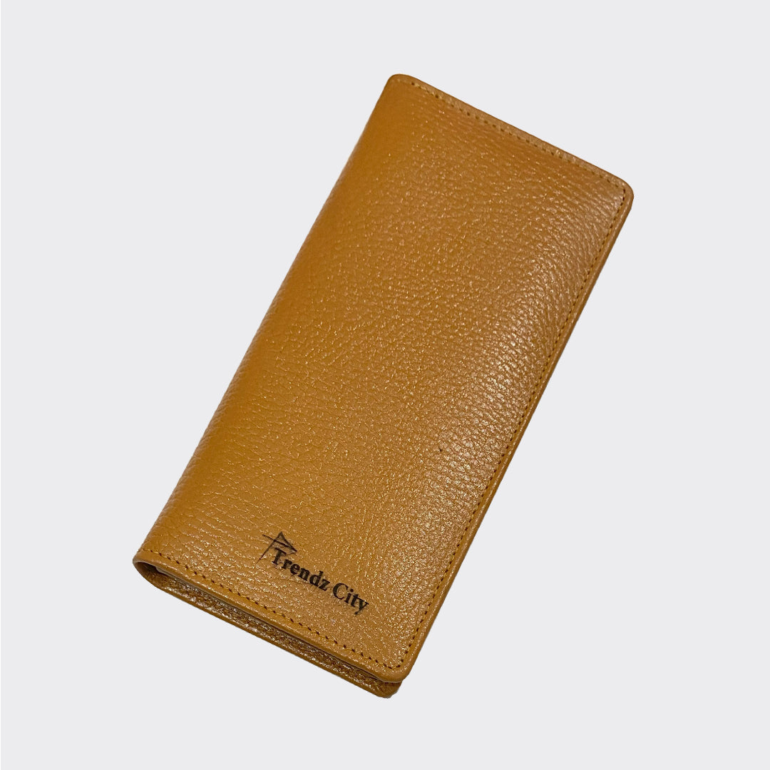 Genuine Leather Long Wallet Brown