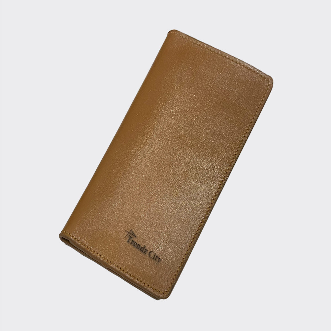 Genuine Leather Long Wallet Brown