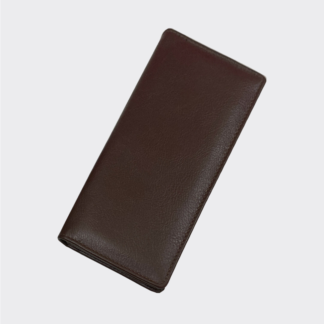 Genuine Leather Long Wallet Chocolate