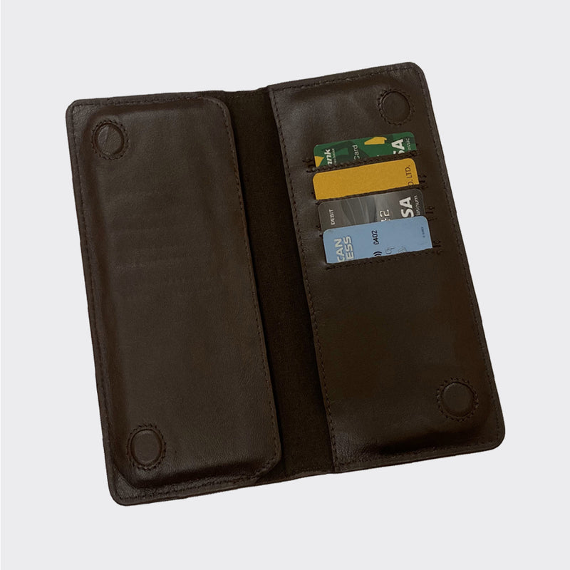 Genuine Leather Long Wallet Coffee Details | Trendz City