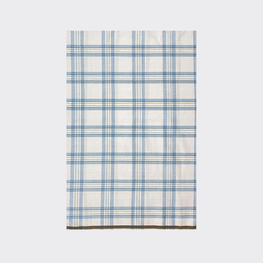 White Blue Check Cotton Lungi Details | Trendz City