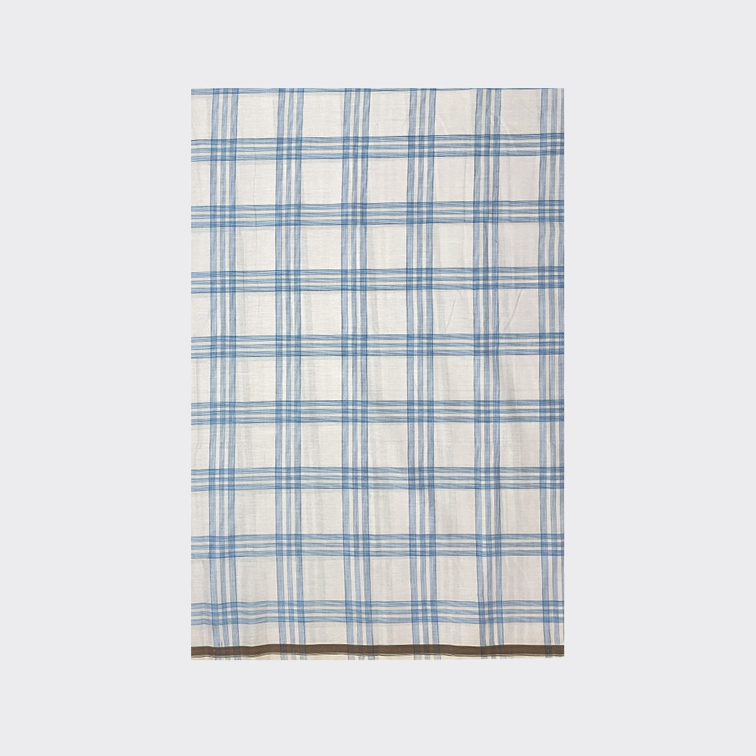 White Blue Check Cotton Lungi Details | Trendz City