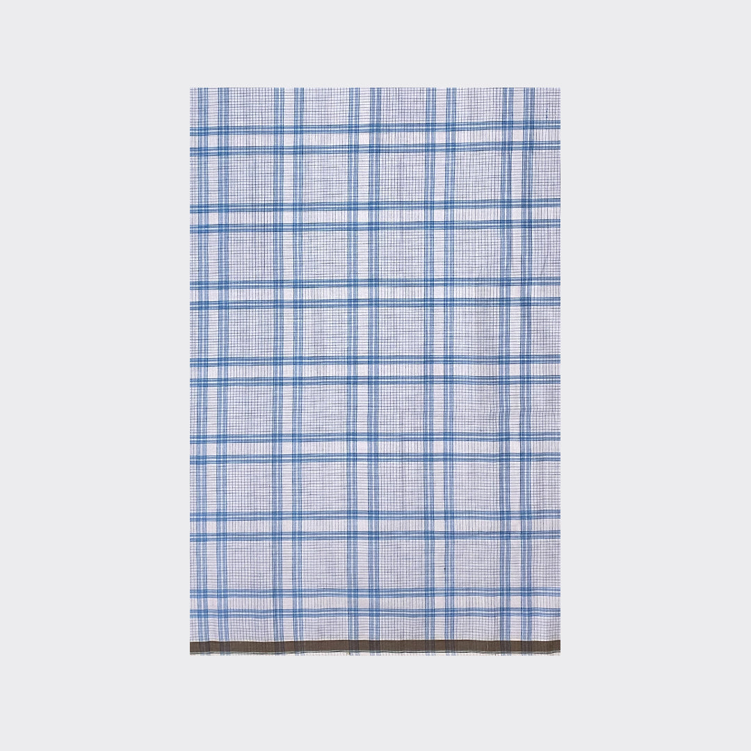 White Blue Check Cotton Lungi Details | Trendz City