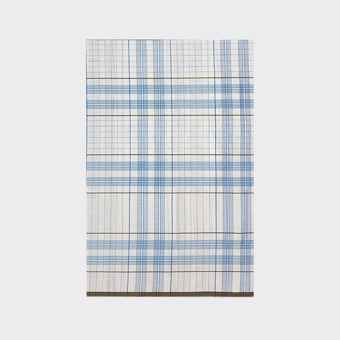 White Blue Check Cotton Lungi Details | Trendz City