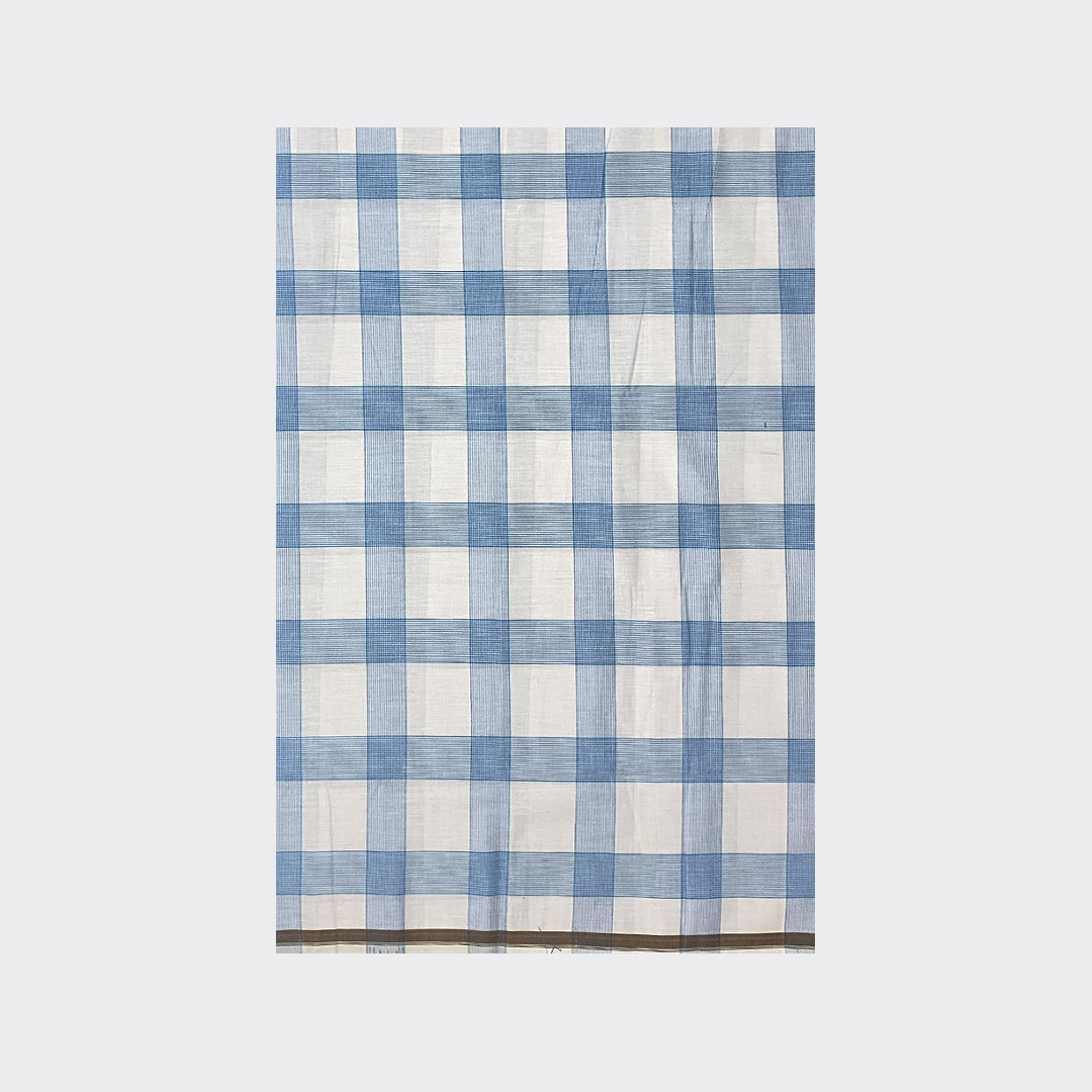 White Blue Check Cotton Lungi Details | Trendz City