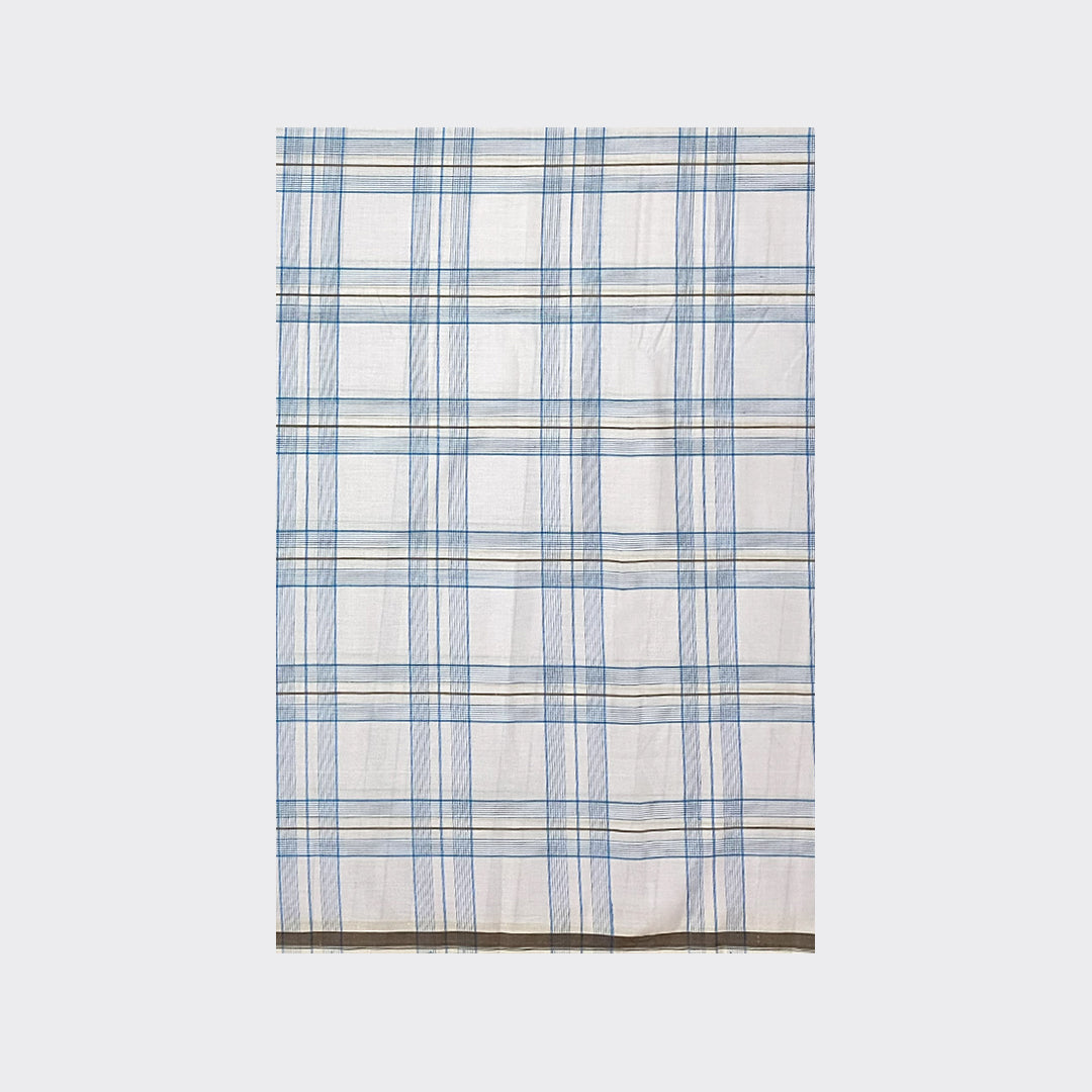 White Blue Check Cotton Lungi Details | Trendz City