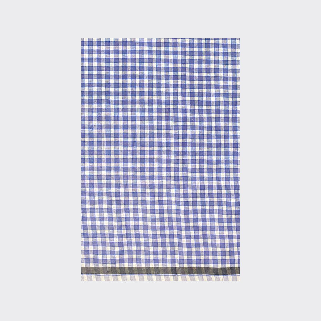 White Blue Small Check Cotton Lungi Details | Trendz City